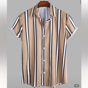 Striped Tan and Black Men's Shirt